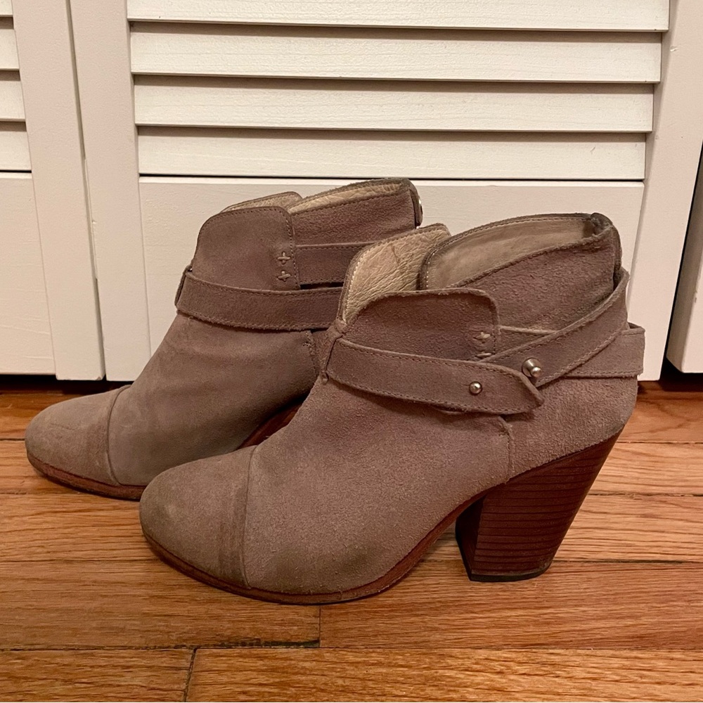 Rag & Bone Harrow Taupe Tan Suede Leather Boots Booties 38